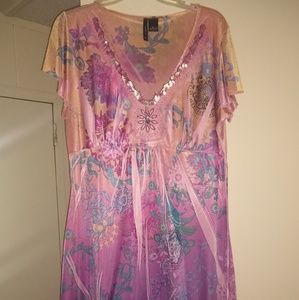 New Directions pink silky sublimation dress